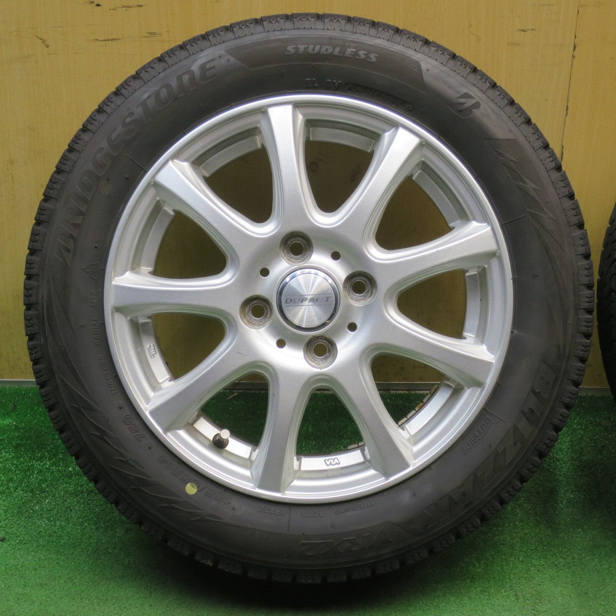 バリ溝！24年！8.5分◎スタッドレス 155/65R14 ブリヂストン ブリザック VRX2 DUFACT デュファクト 14インチ PCD100/4H◎6072401NJス