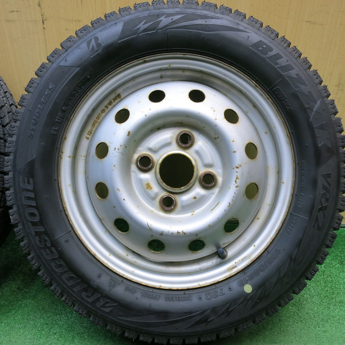 バリ溝！9分★スタッドレス 155/65R13 ブリヂストン ブリザック VRX2 スチール ホイール 13インチ PCD100/4H★6022616HAス