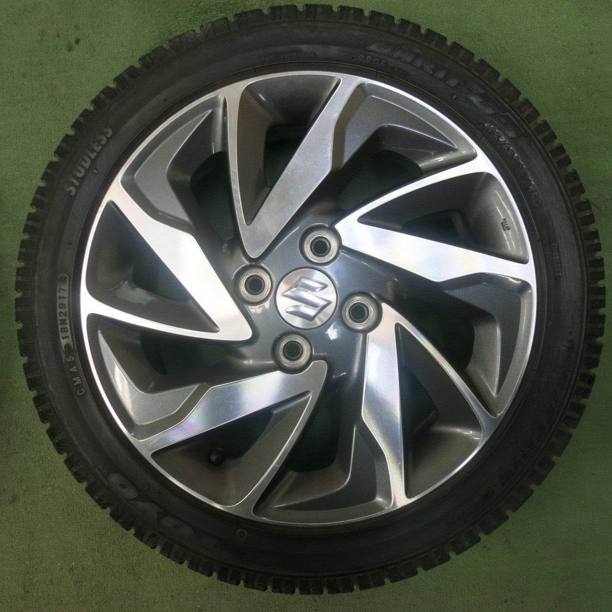 バリ溝！キレイ！9分★スズキ MK42S MK32S スペーシア カスタム 純正 165/55R15 スタッドレス トーヨー ガリット G5 15インチ PCD100/4H★5112901SKス