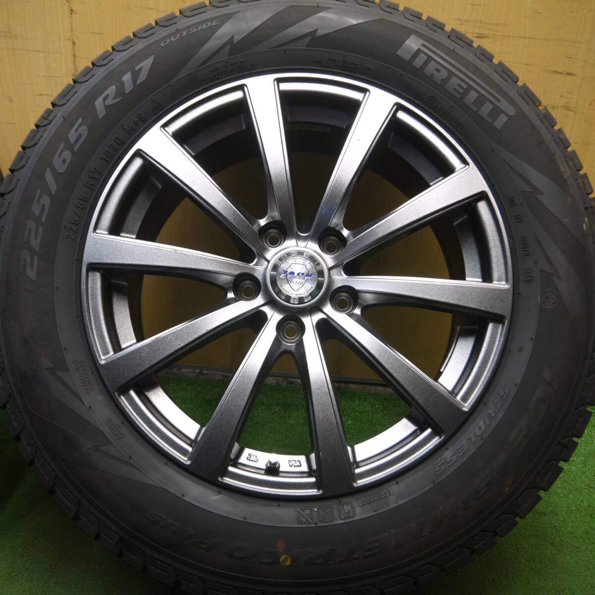 バリ溝 21年 綺麗 8.5分★スタッドレス 225/65R17 ピレリ アイスアシンメトリコ プラス ZACK JP-110 PCD114.3/5H★4060710Hス