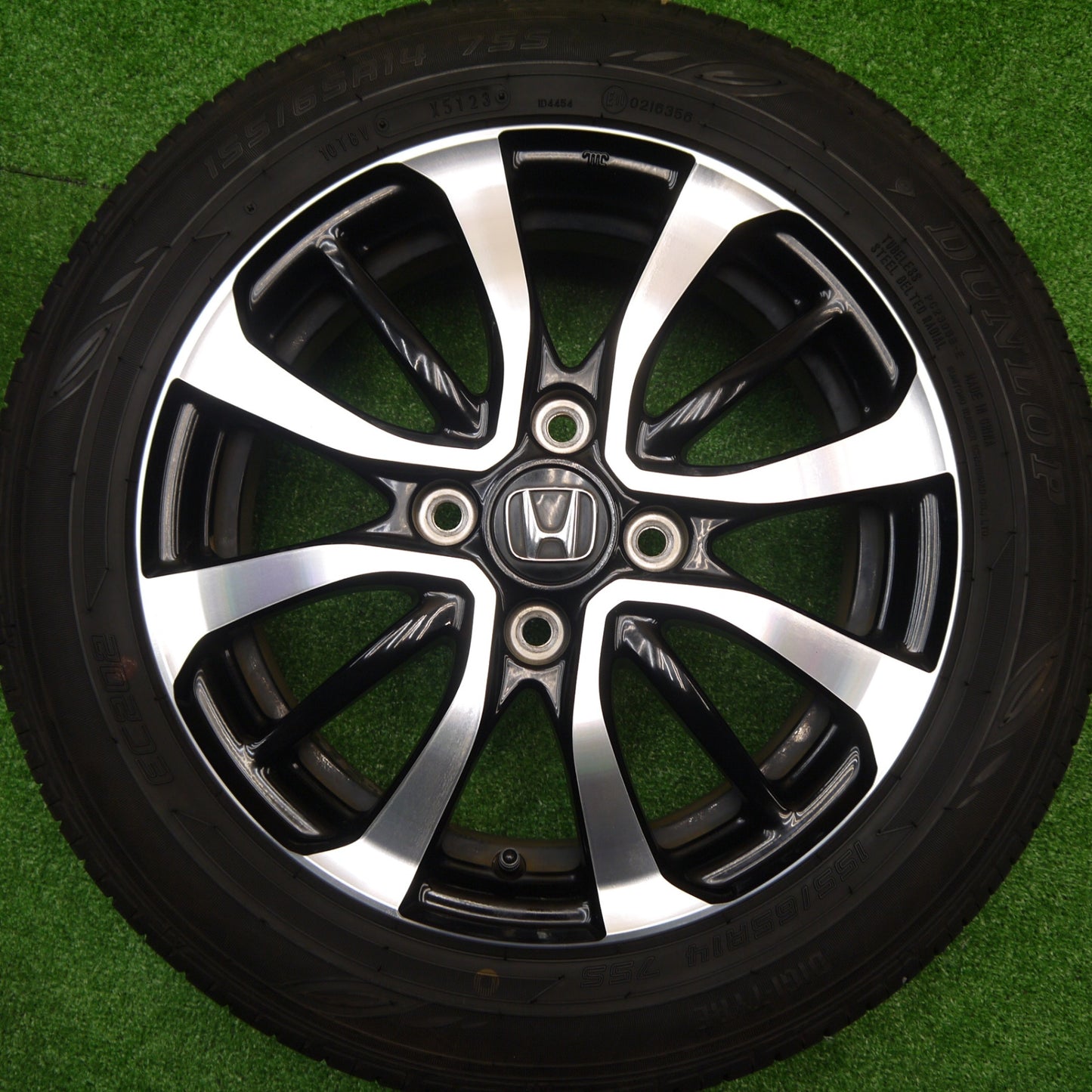 バリ溝！23年！キレイ！9分★ホンダ N-BOX カスタム 純正 155/65R14 ダンロップ EC202 14インチ Nボックス NBOX PCD100/4H★5101407Hノ