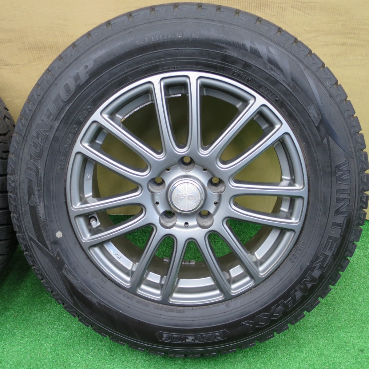 バリ溝！23年！9.5分★スタッドレス 215/65R16 ダンロップ ウインターマックス WM02 E spider 社外 アルミ 16インチ PCD114.3/5H★5122105NKス