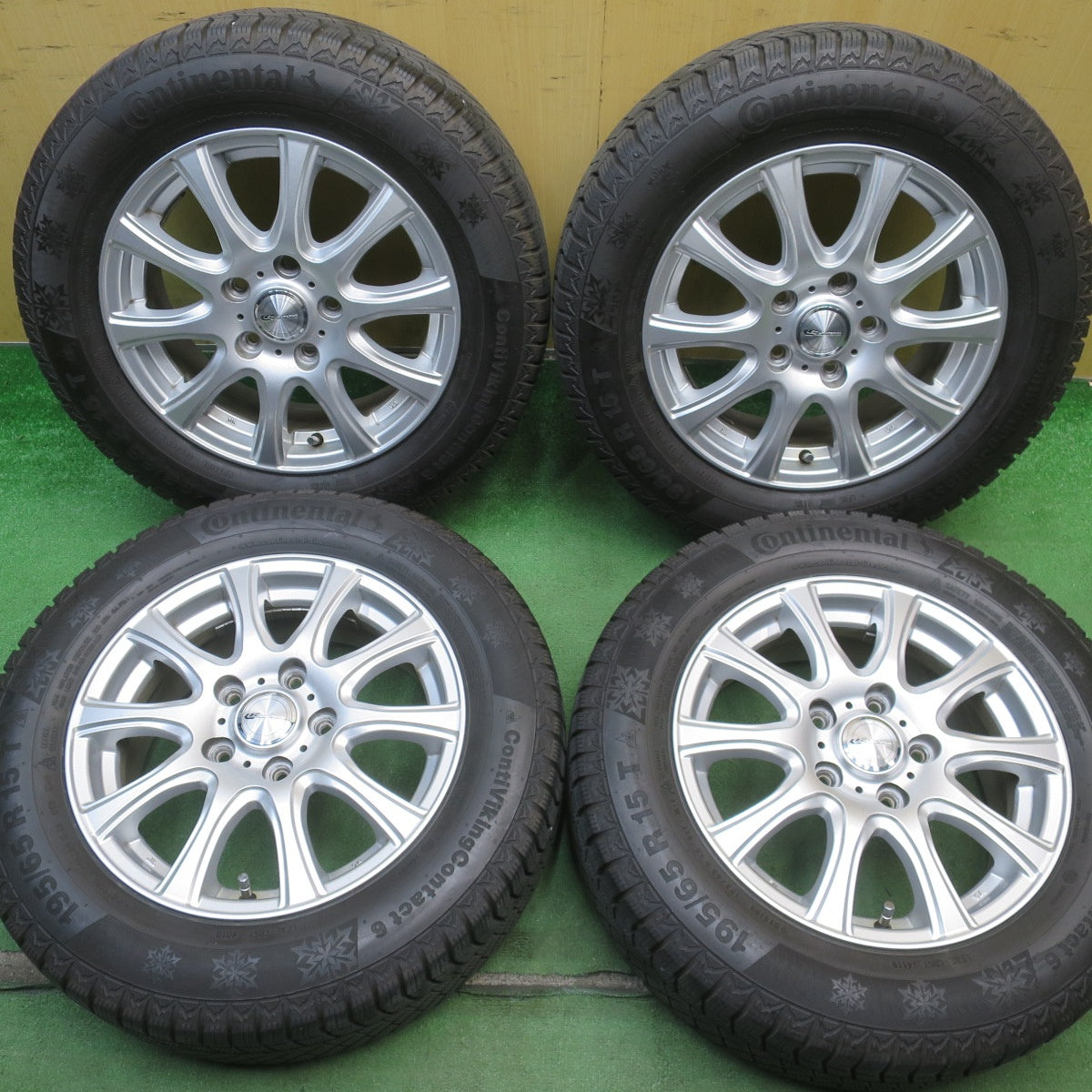 バリ溝！キレイ！9分◎スタッドレス 195/65R15 コンチネンタル コンチバイキング コンタクト6 LAUFBAHN ラウフバーン 15インチ PCD114.3/5H◎6072003NJス