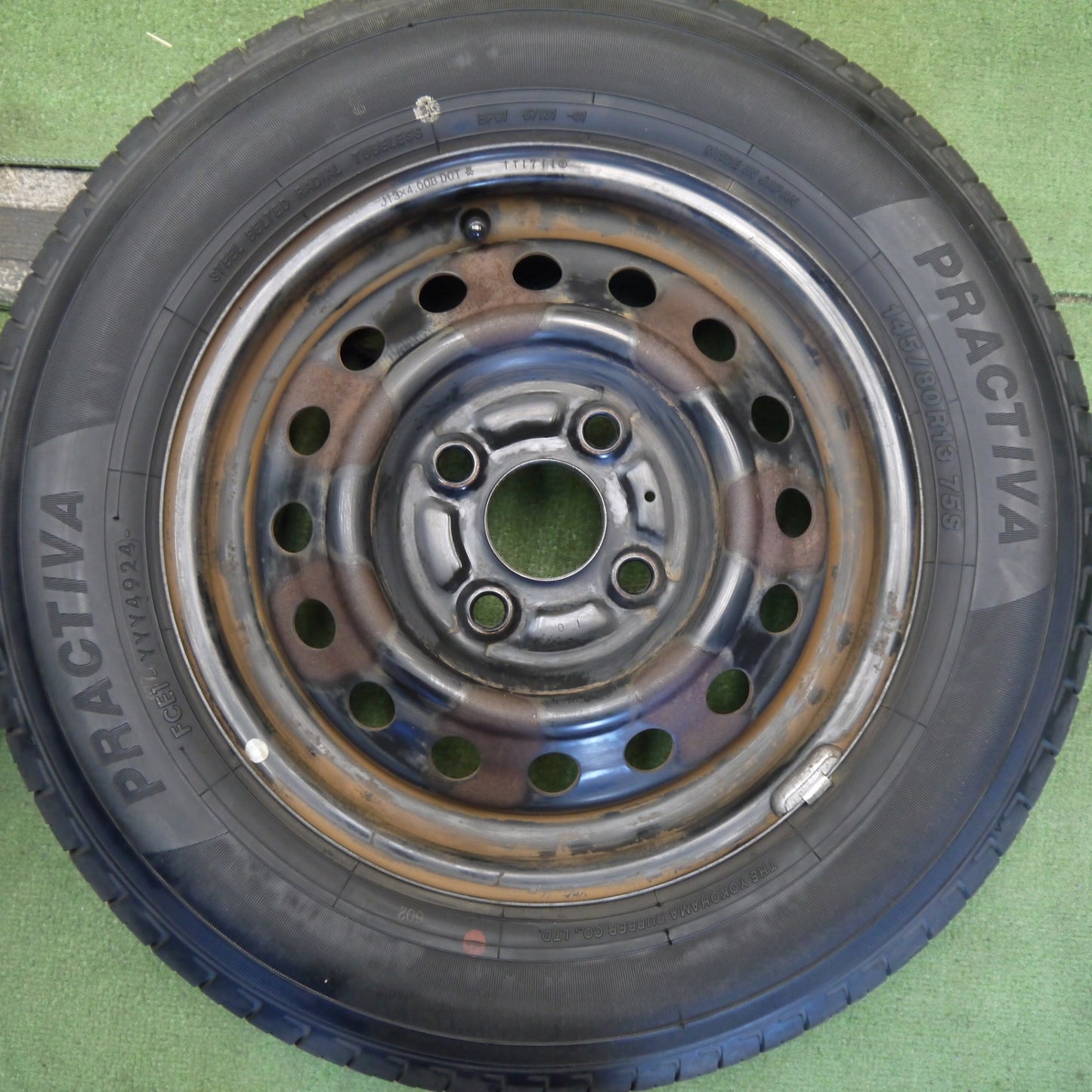 4本価格！24年◎145/80R13 プラクティバ ヨコハマ 製 スチール ホイール 13インチ PCD100/4H◎6080504Hノ