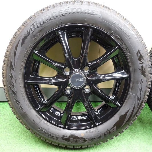 バリ溝！24年！キレイ！9分◎スタッドレス 155/65R14 ブリヂストン ブリザック VRX2 PREO プレオ 14インチ PCD100/4H◎6090603KTス