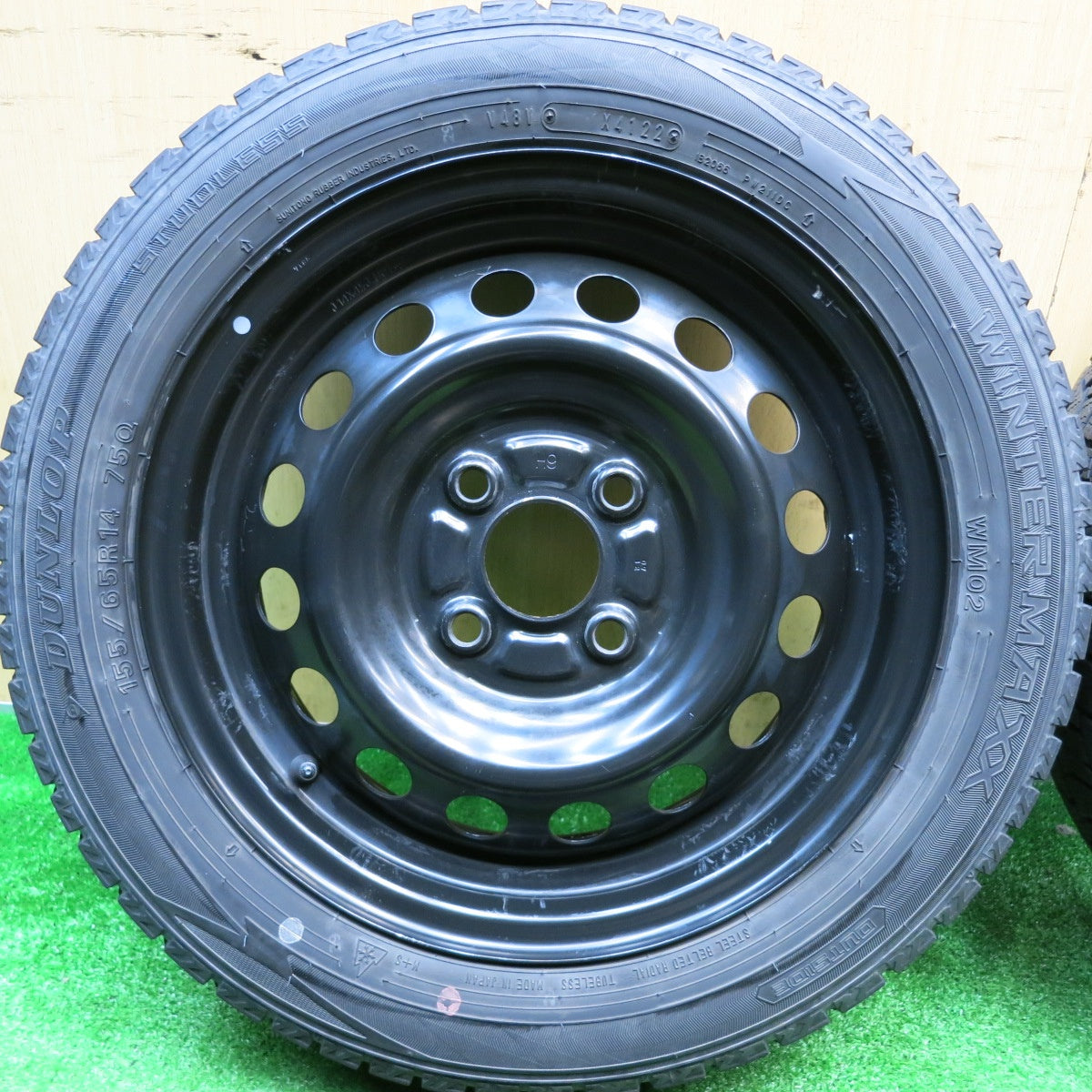 キレイ！22年★日産 デイズ 純正 スチール 155/65R14 スタッドレス ダンロップ ウインターマックス WM02 14インチ PCD100/4H★5123107HAス