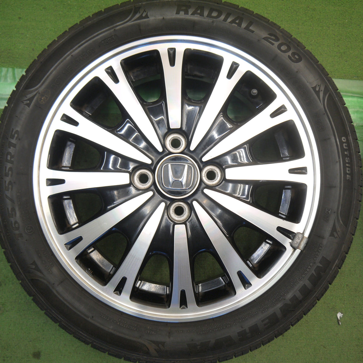 バリ溝！23年！9分◎ホンダ JF1 JF2 N-BOX カスタム 純正 165/55R15 ミネルバ ラジアル 209 15インチ PCD100/4H◎6091107Hノ