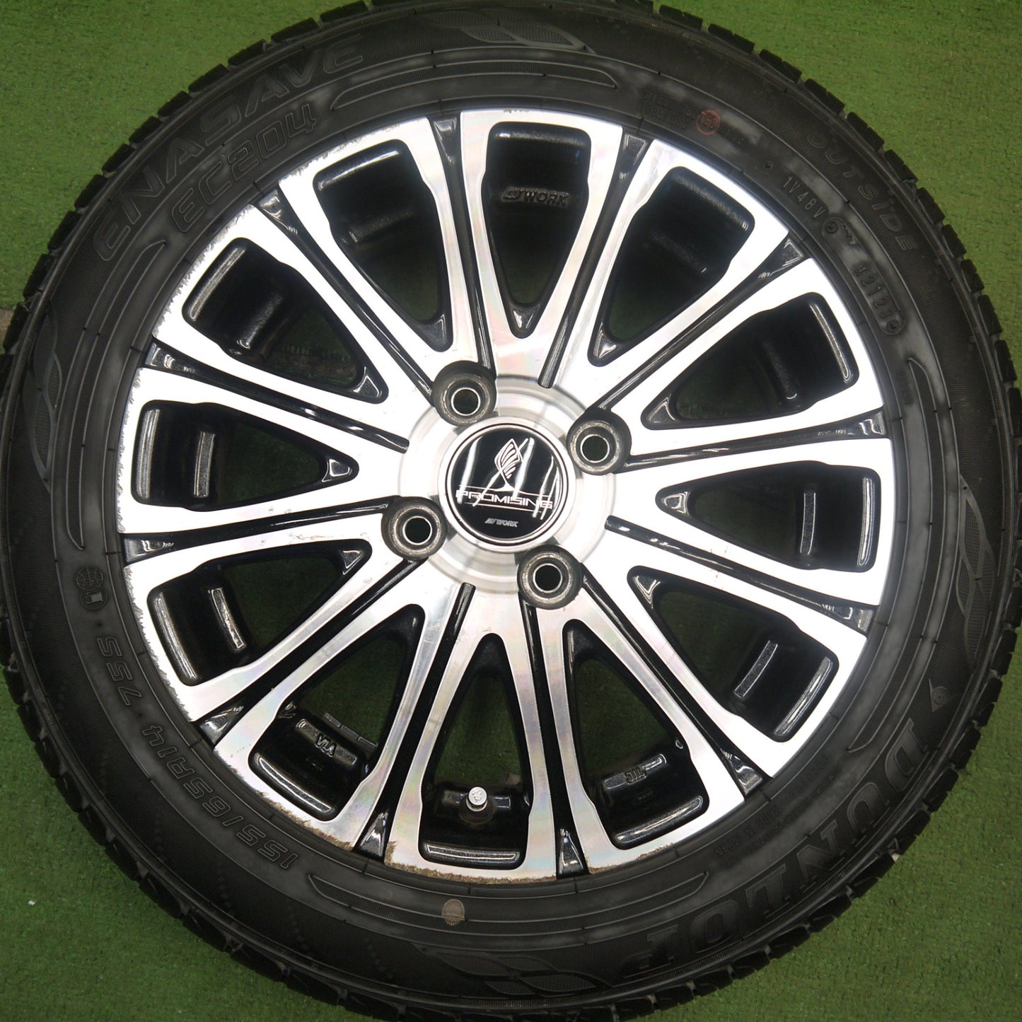 バリ溝！23年！9分★WORK PROMISING STYLE V 155/65R14 ダンロップ エナセーブ EC204 ワーク プロミッシング スタイルV 14インチ PCD100/4H★5062008Hノ