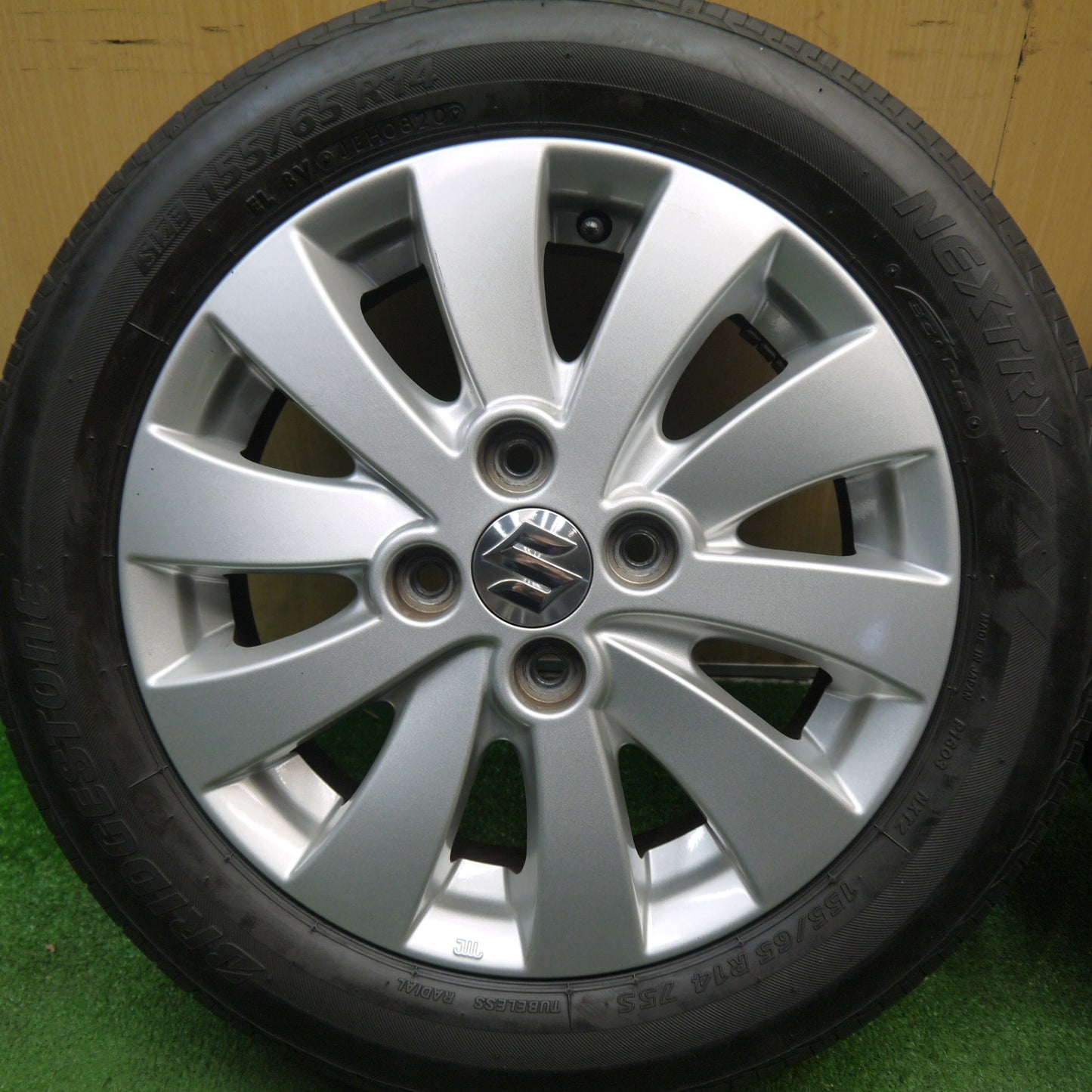 キレイ★スズキ MK32S スペーシア カスタム 純正 155/65R14 ブリヂストン ネクストリー エコピア 14インチ PCD100/4H★6022502Hノ