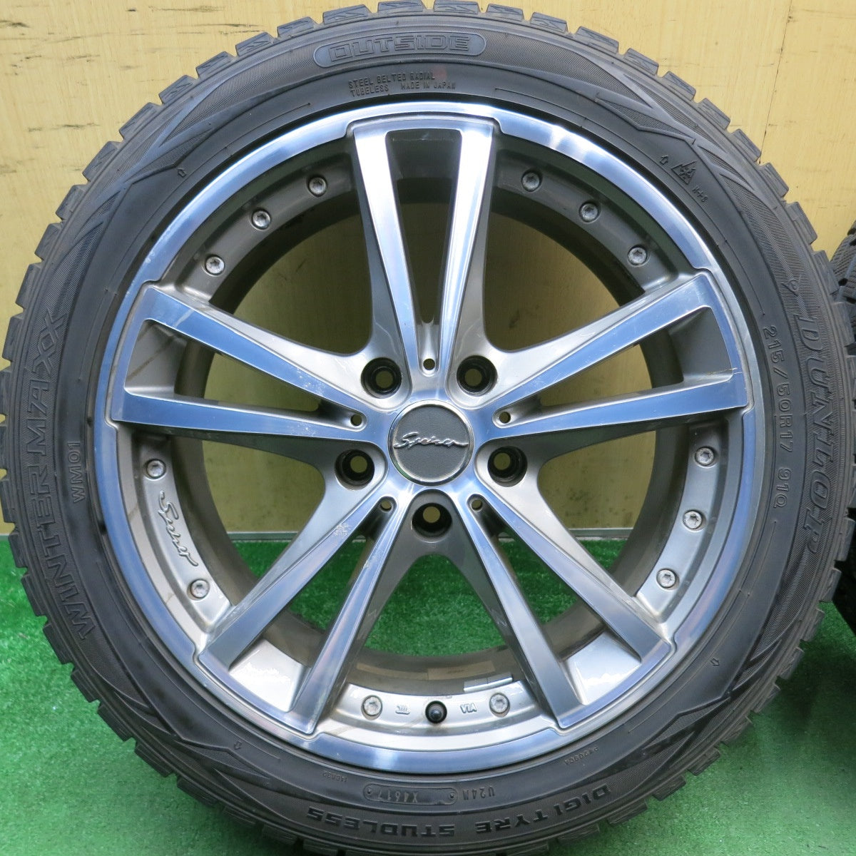 バリ溝！8.5分◎スタッドレス 215/50R17 ダンロップ ウインターマックス WM01 STEINER シュタイナー 17インチ PCD114.3/5H◎6071206HAス
