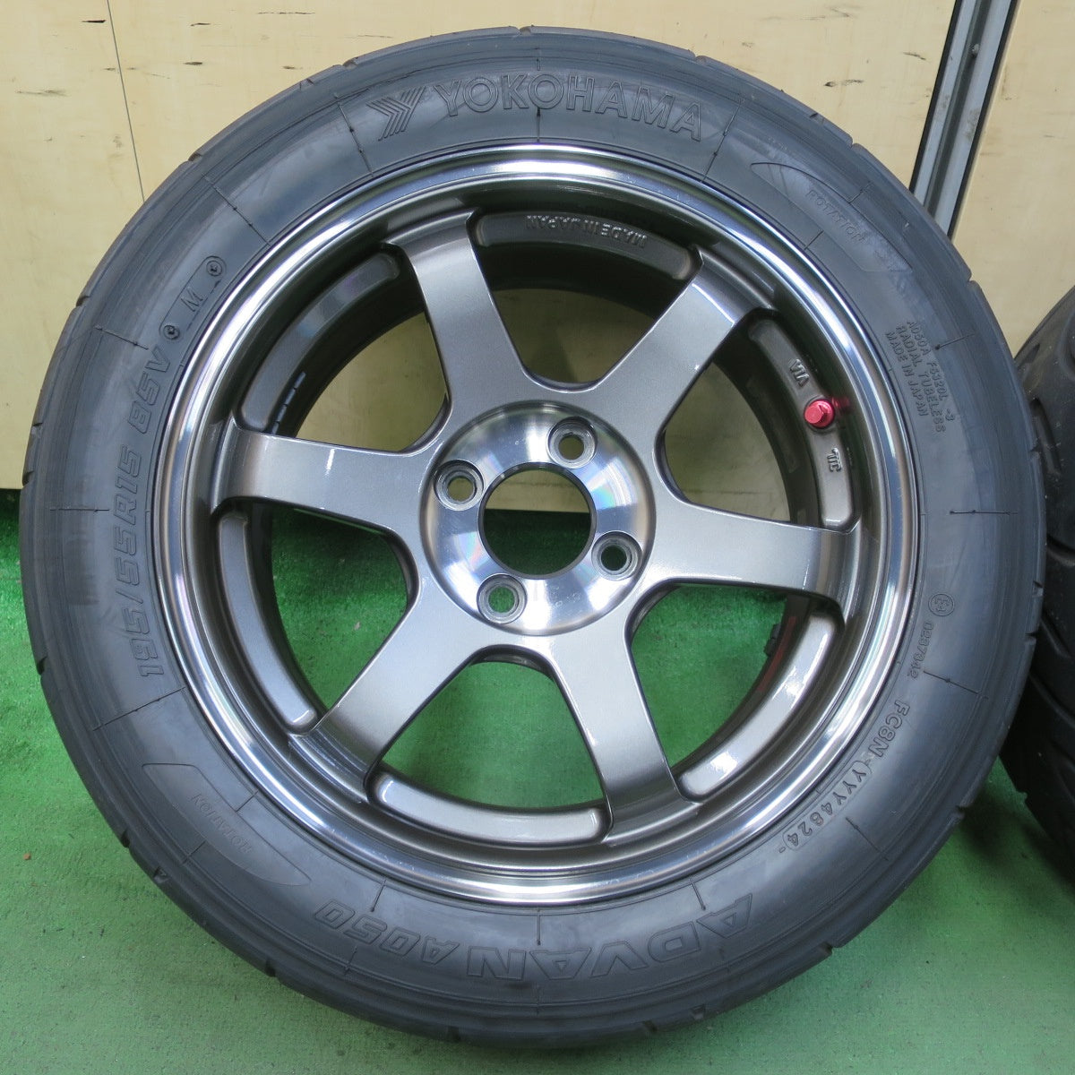 キレイ！24年！2本★RAYS TE37 SONIC SL 195/55R15 ヨコハマ アドバン A050 レイズ ソニック 15インチ PCD100/4H★5082809イノ