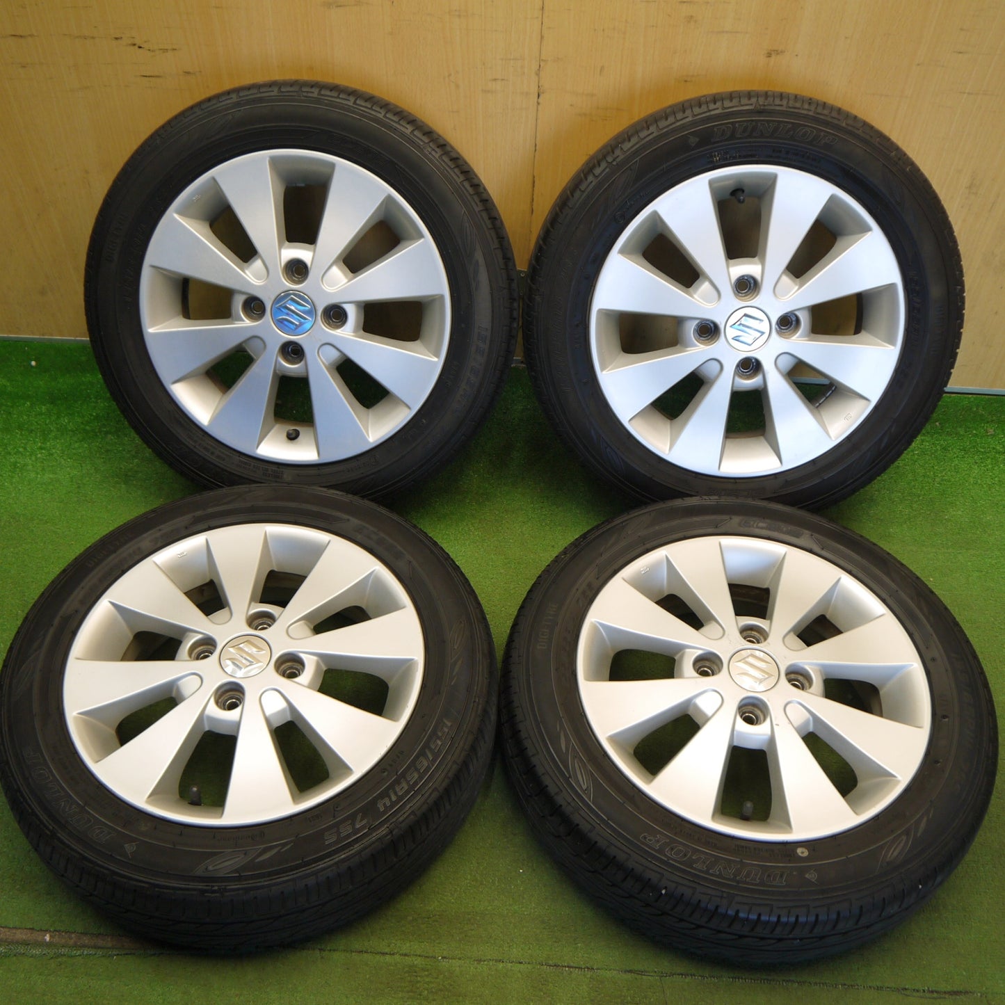 バリ溝！9分★スズキ MH23S ワゴンR 純正 155/65R14 ダンロップ EC202 14インチ PCD100/4H★6051109Hノ