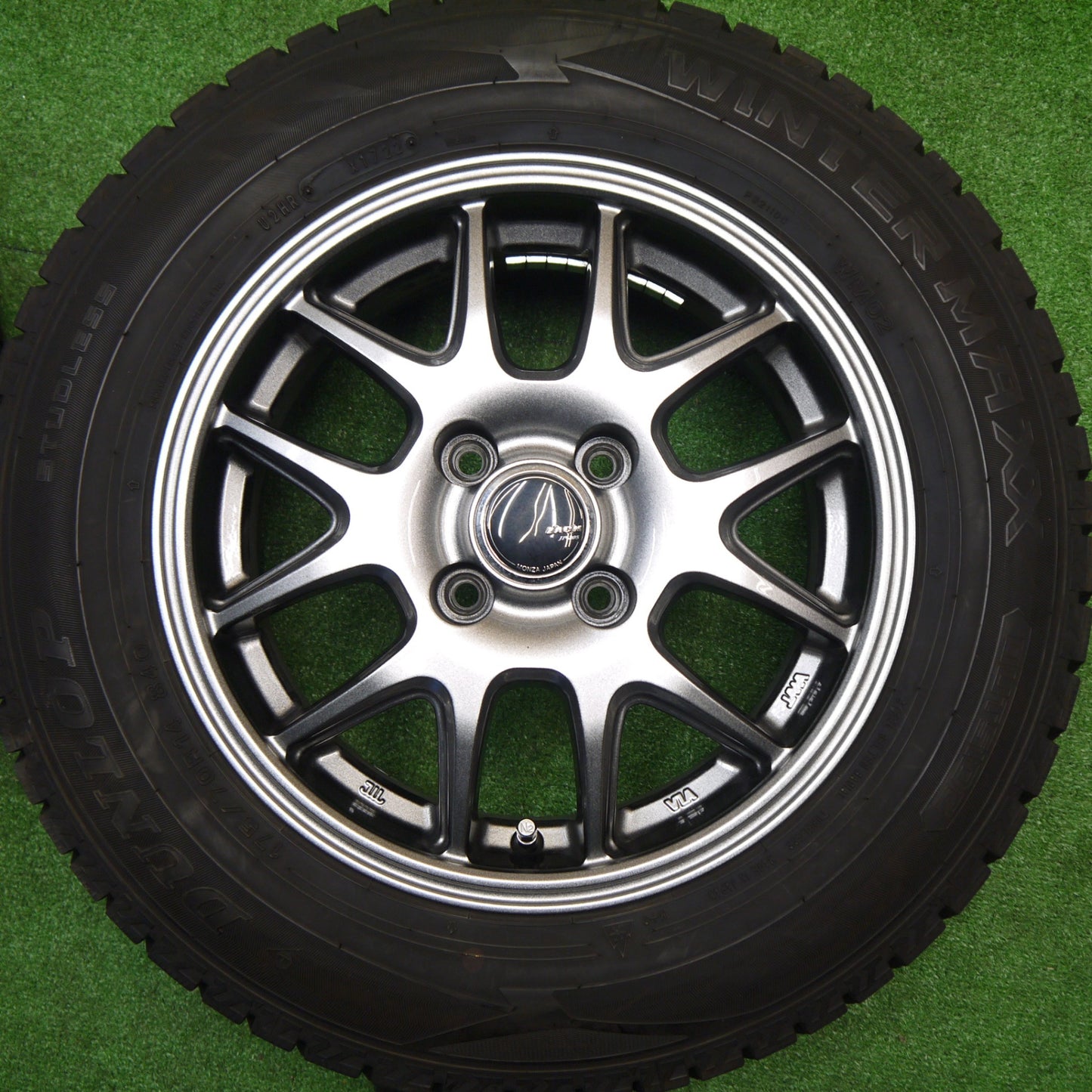 バリ溝！22年！キレイ！9.5分★スタッドレス 175/70R14 ダンロップ ウインターマックス WM02 ZACK JP-205 MONZA ザック 14インチ PCD100/4H★5102206Hス