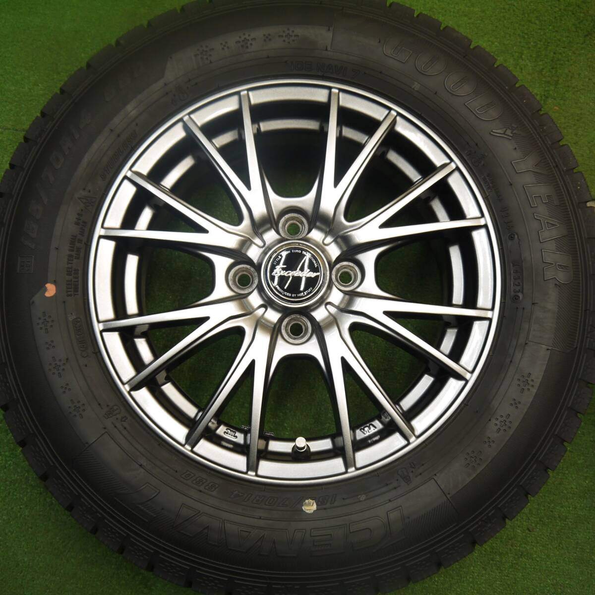 バリ溝！23年！キレイ！ほぼ10分★スタッドレス 185/70R14 グッドイヤー アイスナビ7 Exceeder エクシーダー 14インチ PCD100/4H★5032410Hス