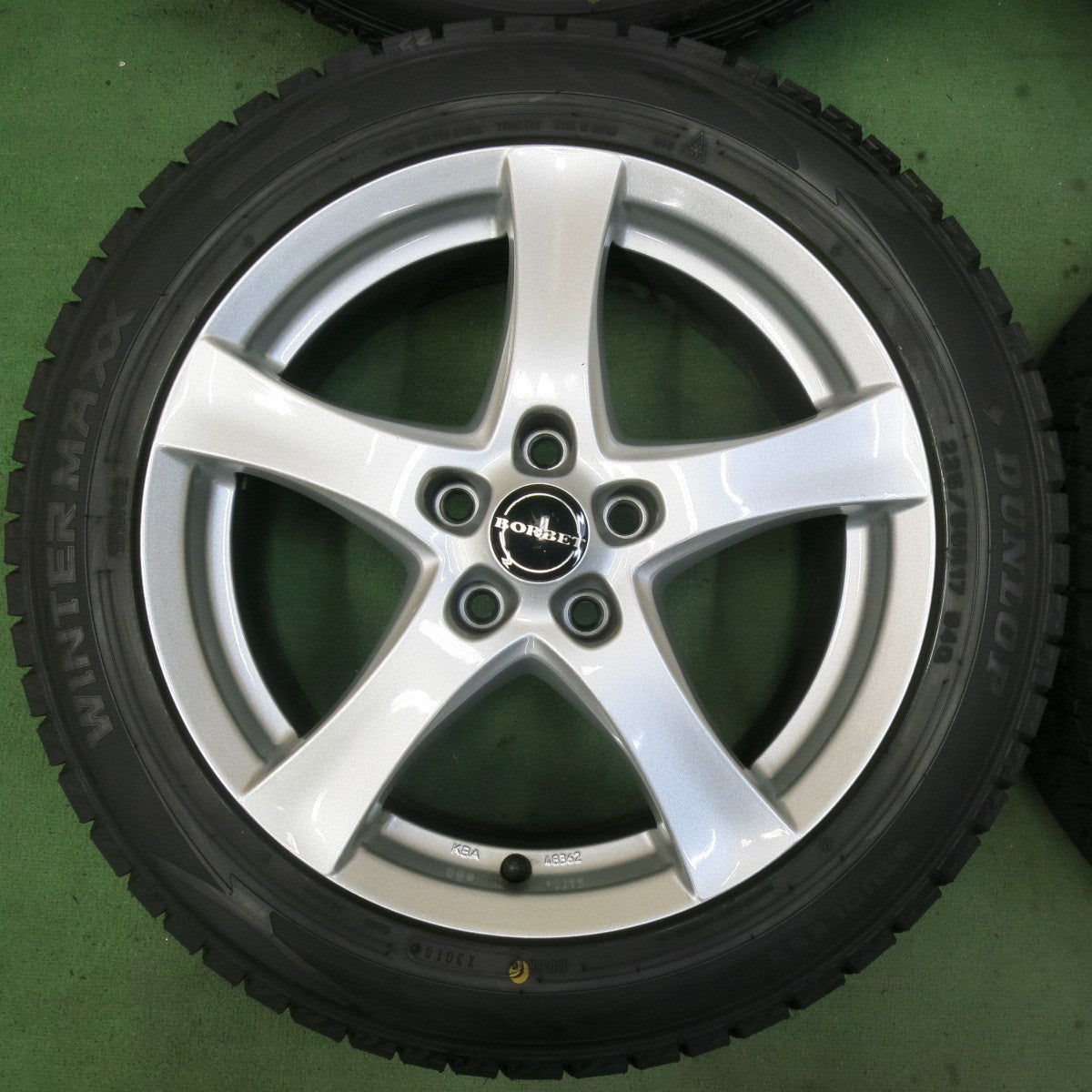 バリ溝！キレイ！9.5分★ベンツ 等 BORBET 225/50R17 スタッドレス ダンロップ ウインターマックス WM02 ボルベット 17インチ PCD112/5H★5062603SYス