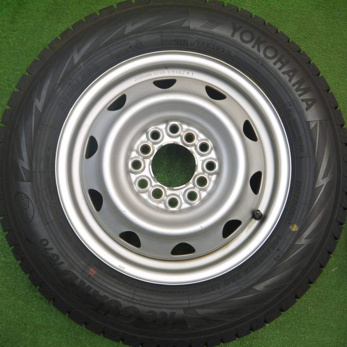 超バリ溝！23年！キレイ！ほぼ10分★スタッドレス 145/80R13 ヨコハマ アイスガード iG70 スチール ホイール 13インチ PCD100 110 114.3/4H マルチ★4122301Hス