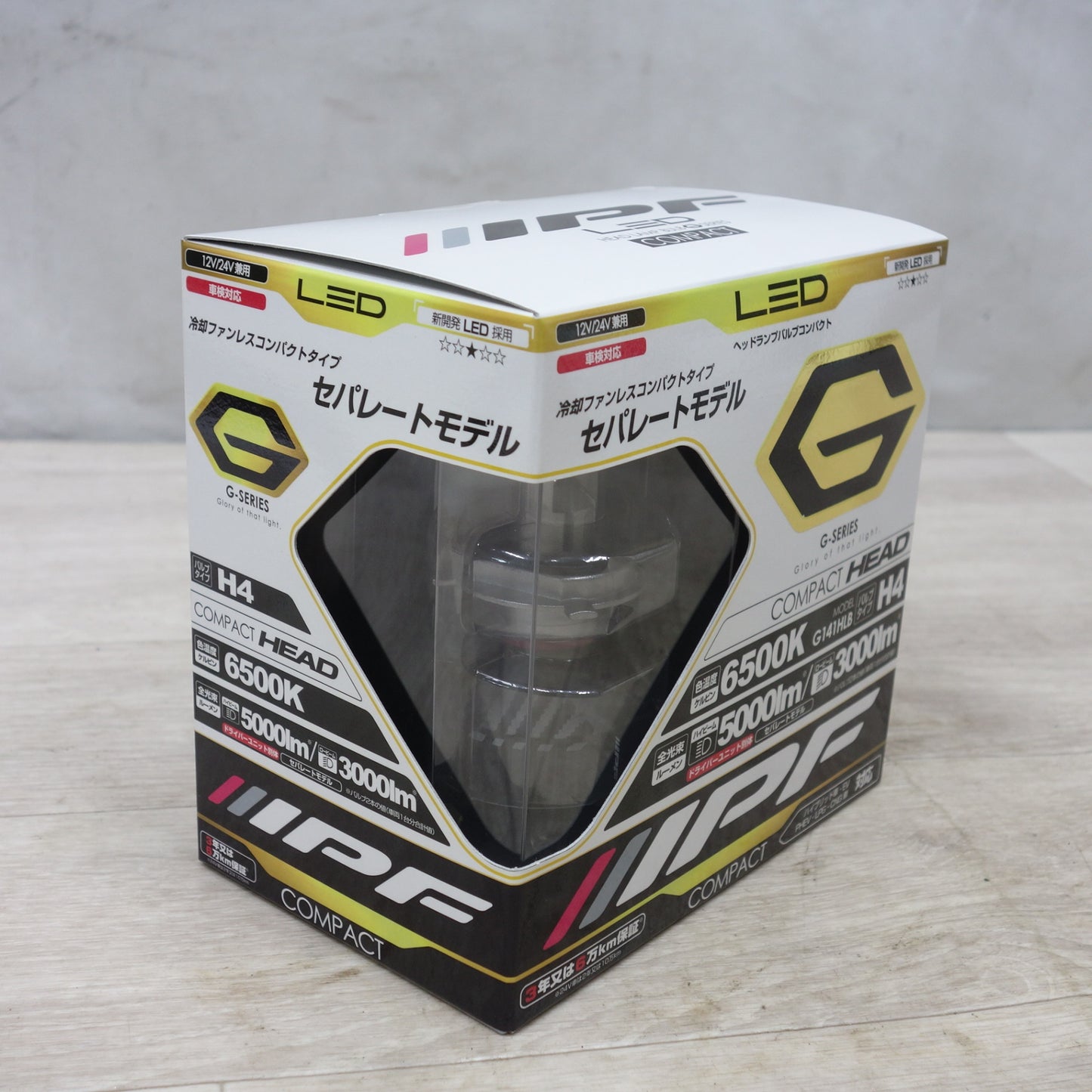 [送料無料] 未使用◆IPF LED ヘッド ライト バルブ H4 G141HLB 5000lm 3000lm 6500K 12V/24V 兼用 ハイブリッド EV PHEV LPG CNG 車 ランプ◆