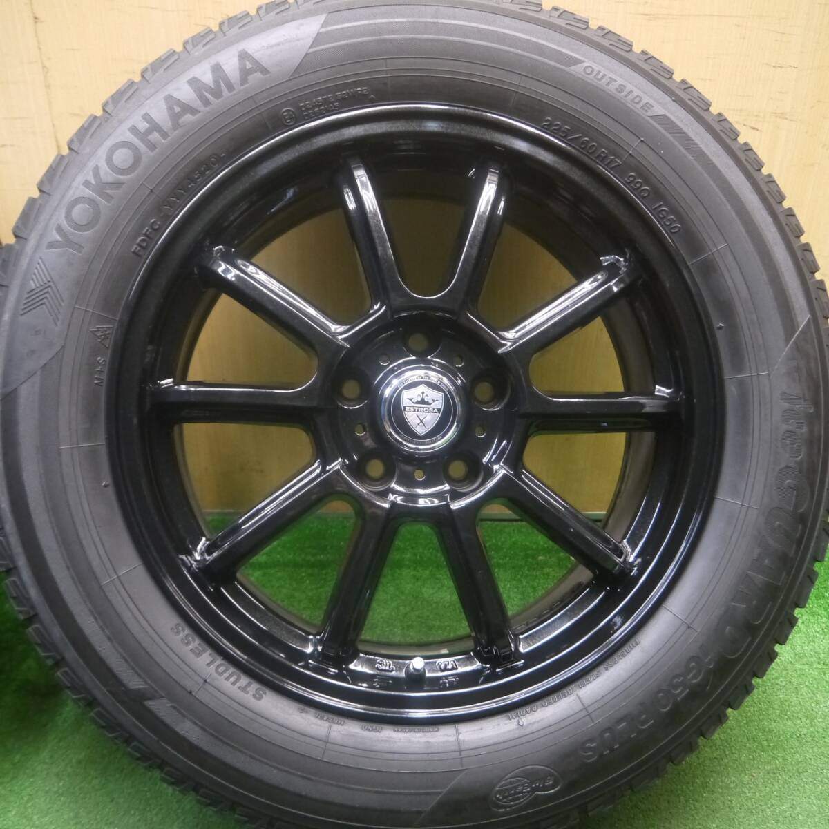 バリ溝！キレイ！9.5分以上★スタッドレス 225/60R17 ヨコハマ アイスガード iG50 プラス ESTROSA エステローザ 17インチ PCD114.3/5H★5022113Hス