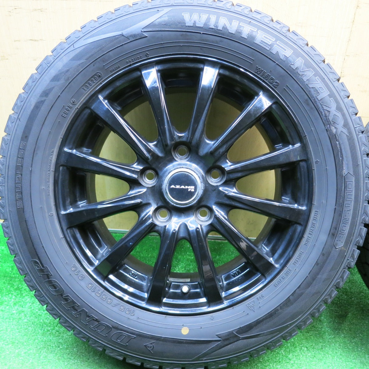 バリ溝！24年！9.5分★スタッドレス 195/65R15 ダンロップ ウインターマックス WM02 ブリヂストン ブリザック VRX2 AZANE FB アザーネ 15インチ PCD114.3/5H★5122806HAス