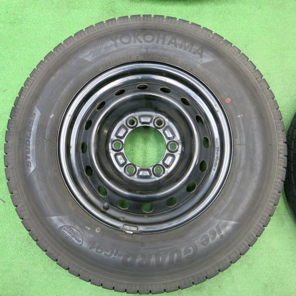 *送料無料* 4本価格★トヨタ ハイエース 純正 スチール 195/80R15 107/105L スタッドレス ヨコハマ アイスガード iG91 PCD139.7/6H★4062202ナス