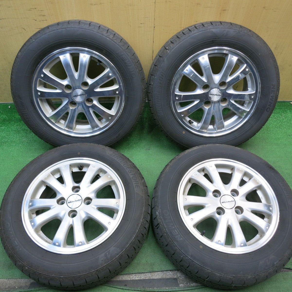 バリ溝！24年！9.5分◎ホンダ フィット 等 純正 Modulo 175/65R14 ブリヂストン NEWNO モデューロ ニューノ 14インチ PCD100/4H◎6081501AKノ