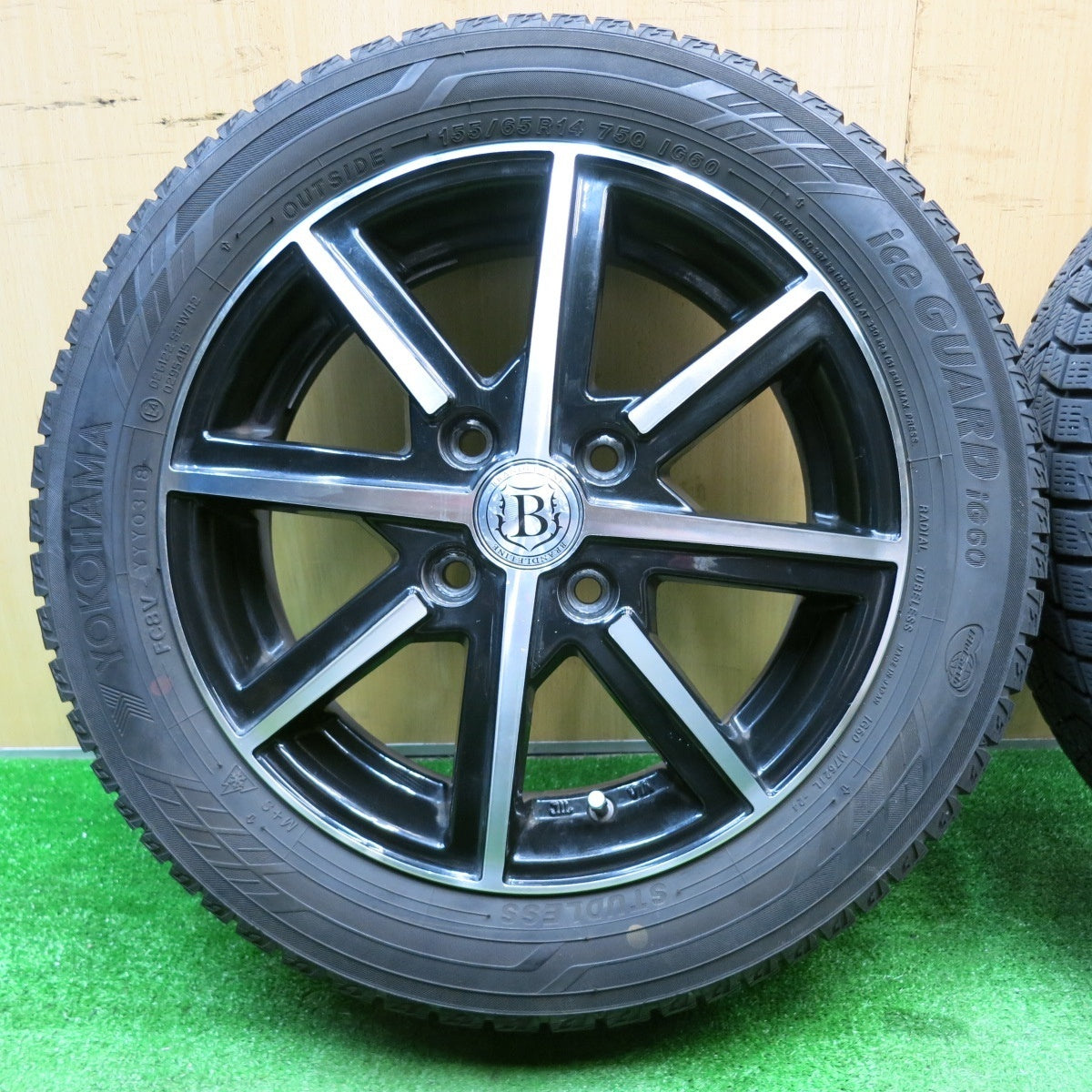 バリ溝！8.5分★スタッドレス 155/65R14 ヨコハマ アイスガード iG60 BRANDLE-LINE ブランドルライン 14インチ PCD100/4H★5031602NJス