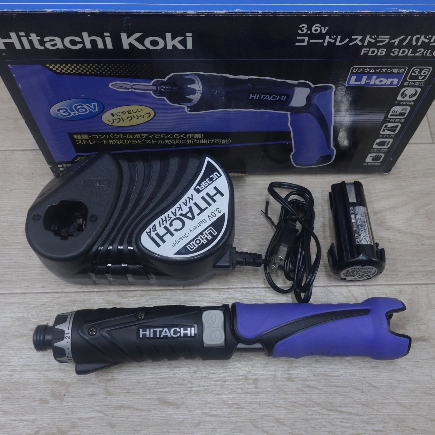 [送料無料] キレイ◆日立 5mm コードレス ドライバドリル FDB3DL2 電動 工具 急速 充電器 UC3SFL 蓄電池 EBM315 3.6V HITACHI◆