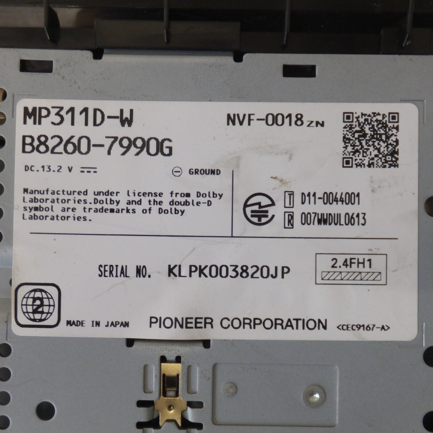 [送料無料] ★パイオニア製 日産 純正 オリジナルナビゲーション MP311D-W B8260-7990G[9]★