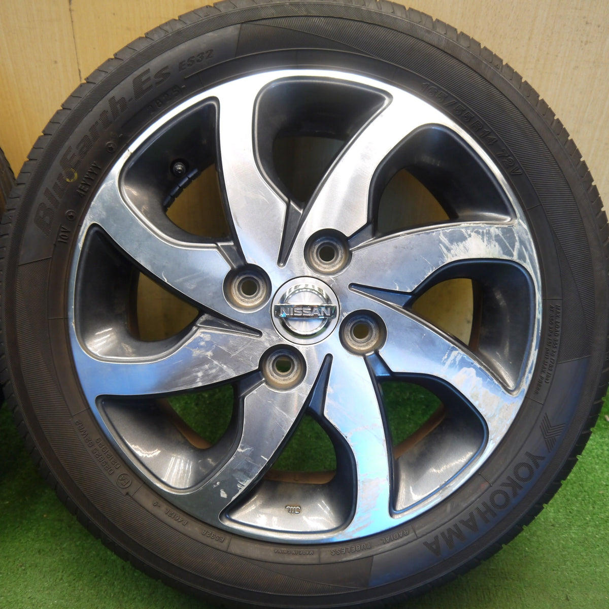 4本価格！25年◎日産 ML21S ルークス スズキ パレット 純正 165/55R14 ヨコハマ BluEarth-ES ES32 14インチ PCD100/4H◎6082403Hノ