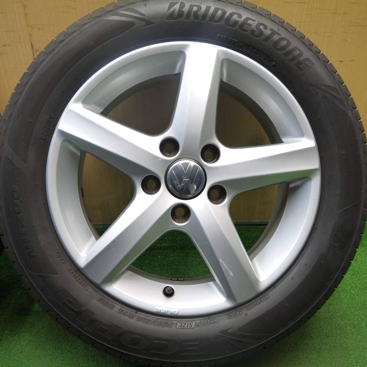 バリ溝！24年！9分★ワーゲン ゴルフ 純正 205/55R16 ブリヂストン エコピア NH200 16インチ PCD112/5H★5032810Hノ
