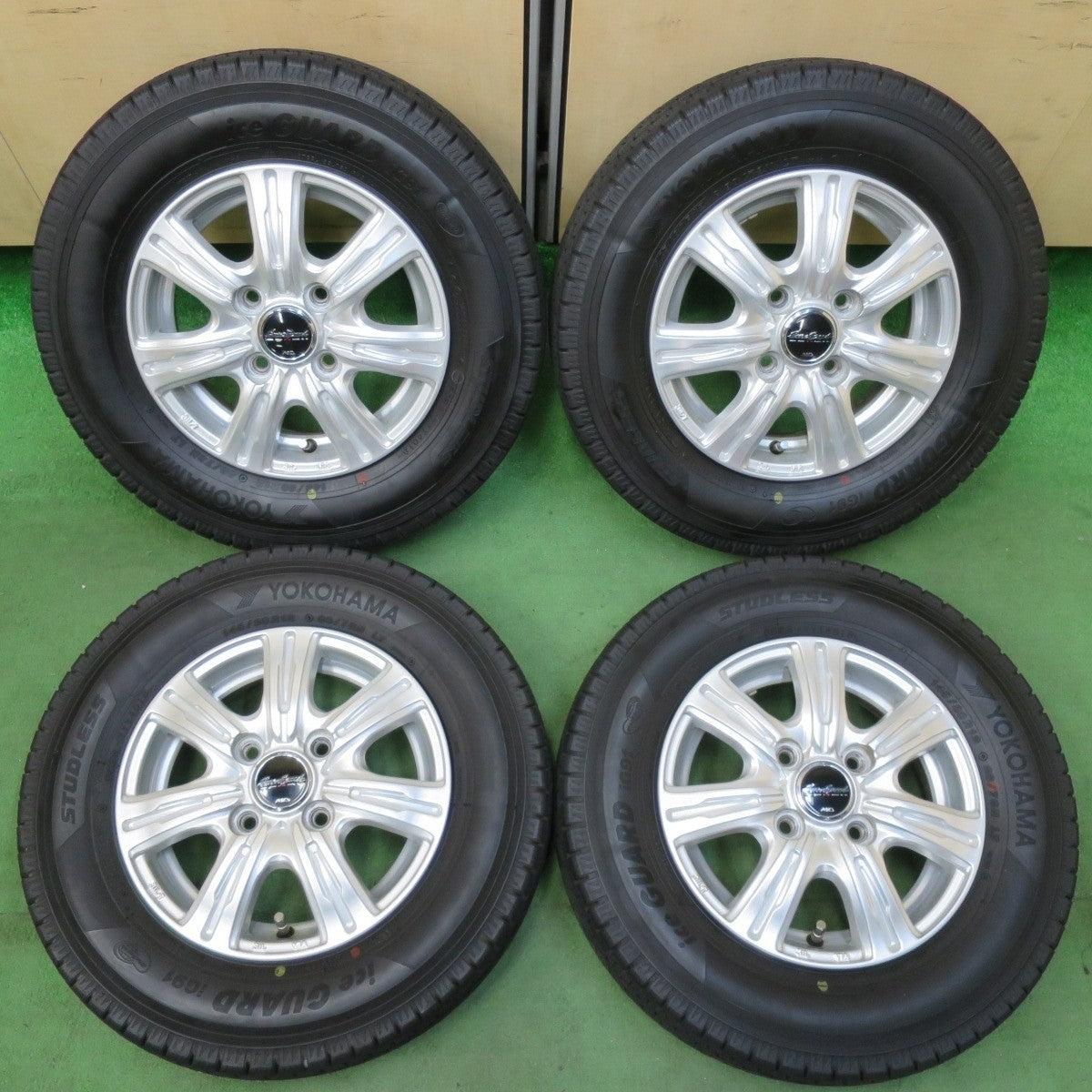 バリ溝！キレイ！9.5分★スタッドレス 145/80R12 80/78N ヨコハマ アイスガード iG91 EuroSpeed MiD ユーロスピード 12インチ PCD100/4H★5013120イス