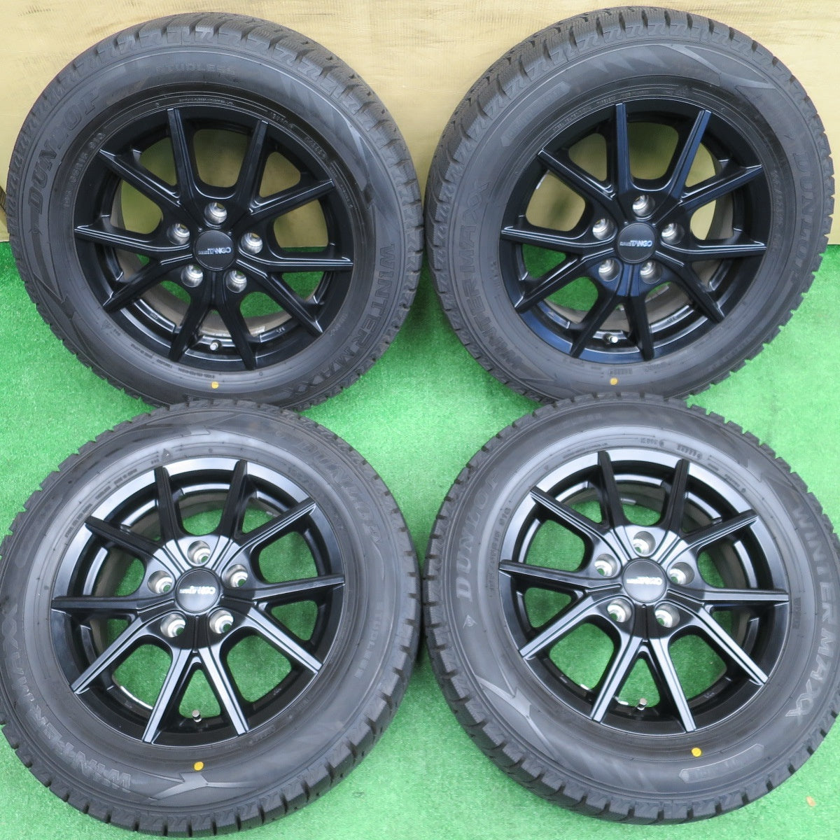 バリ溝！22年！キレイ！ほぼ10分★スタッドレス 195/65R15 ダンロップ ウインターマックス WM02 CLIMATE TANGO クライメイト タンゴ 15インチ PCD114.3/5H★6011502NKス