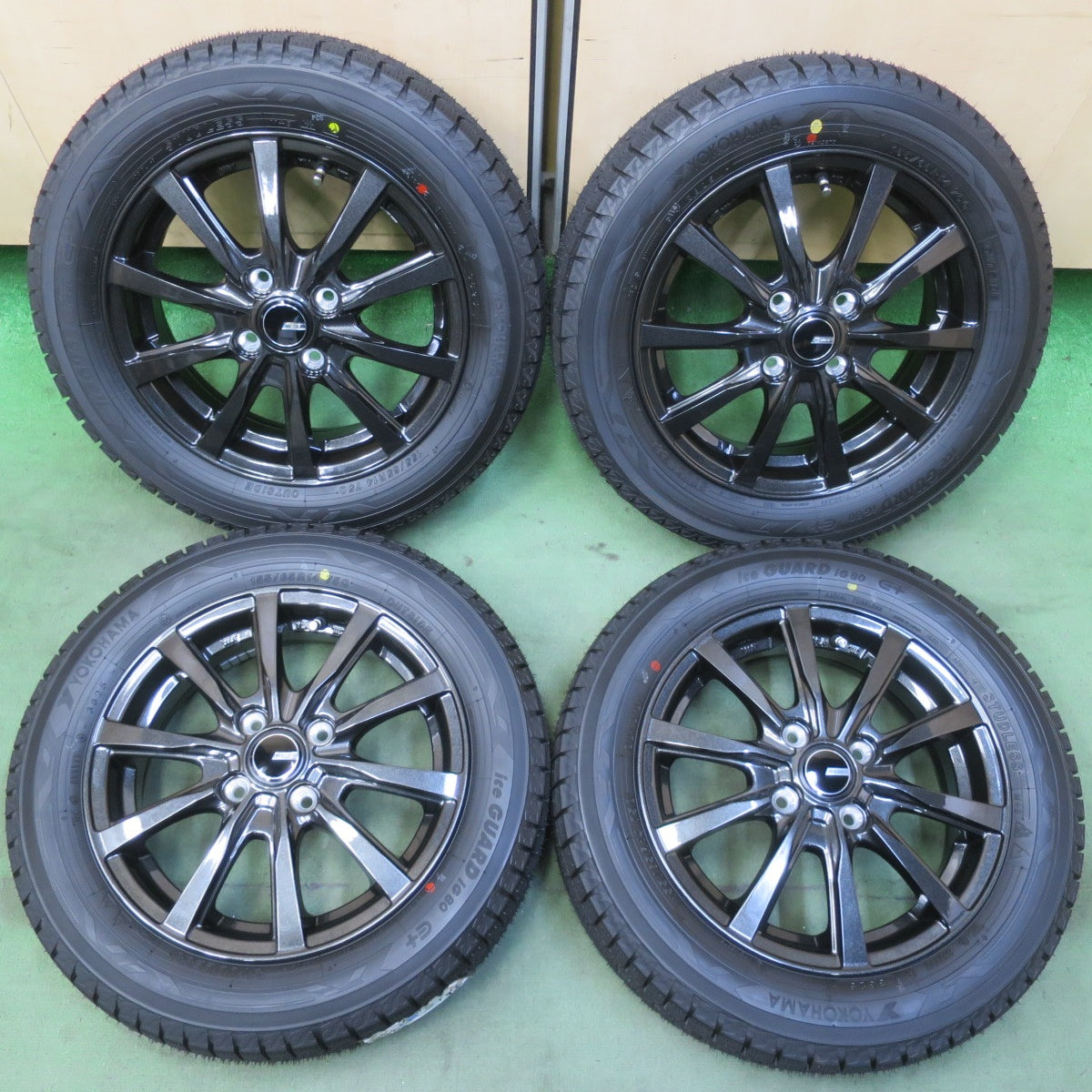 未使用！25年◎スタッドレス 155/65R14 ヨコハマ アイスガード iG80 E+ WEZEN 社外 アルミ 14インチ PCD100/4H◎6080904イス