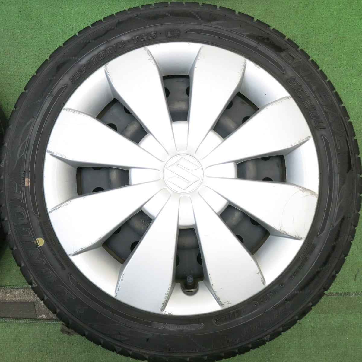 バリ溝！23年！8.5分◎スズキ ワゴンR 純正 スチール 155/65R14 ダンロップ エナセーブ EC204 14インチ PCD100/4H◎6073010HAノ