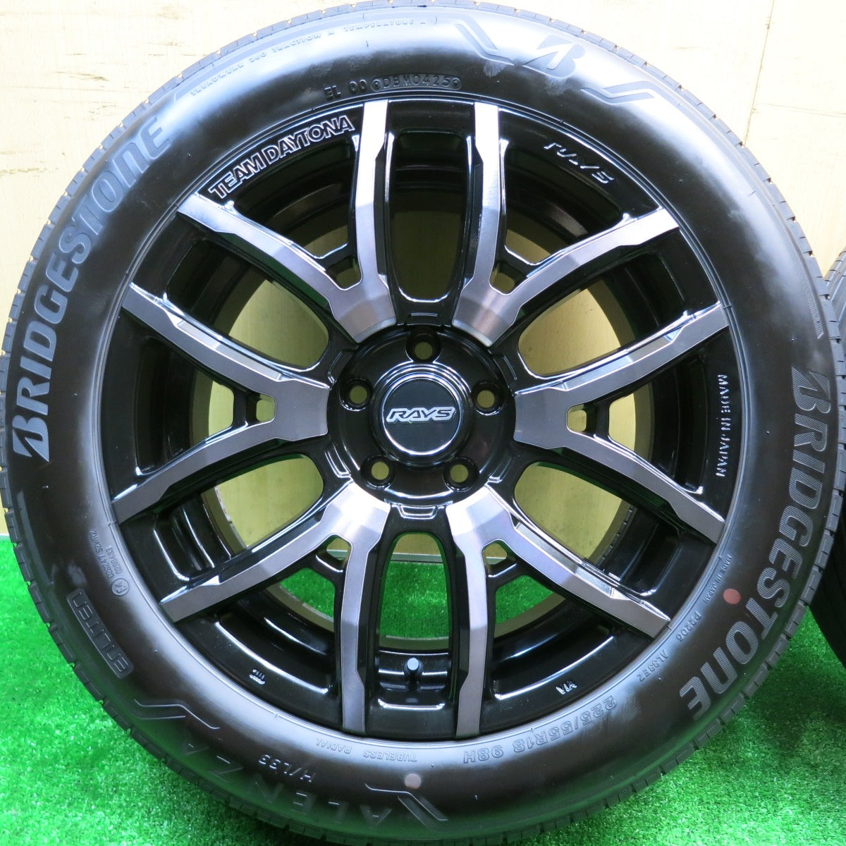 バリ溝！25年！キレイ！9.5分★RAYS TEAM DAYTONA F6 DRIVE 225/55R18 ブリヂストン アレンザ H/L 33 レイズ チーム デイトナ ドライブ 18インチ PCD114.3/5H★5101203HAノ