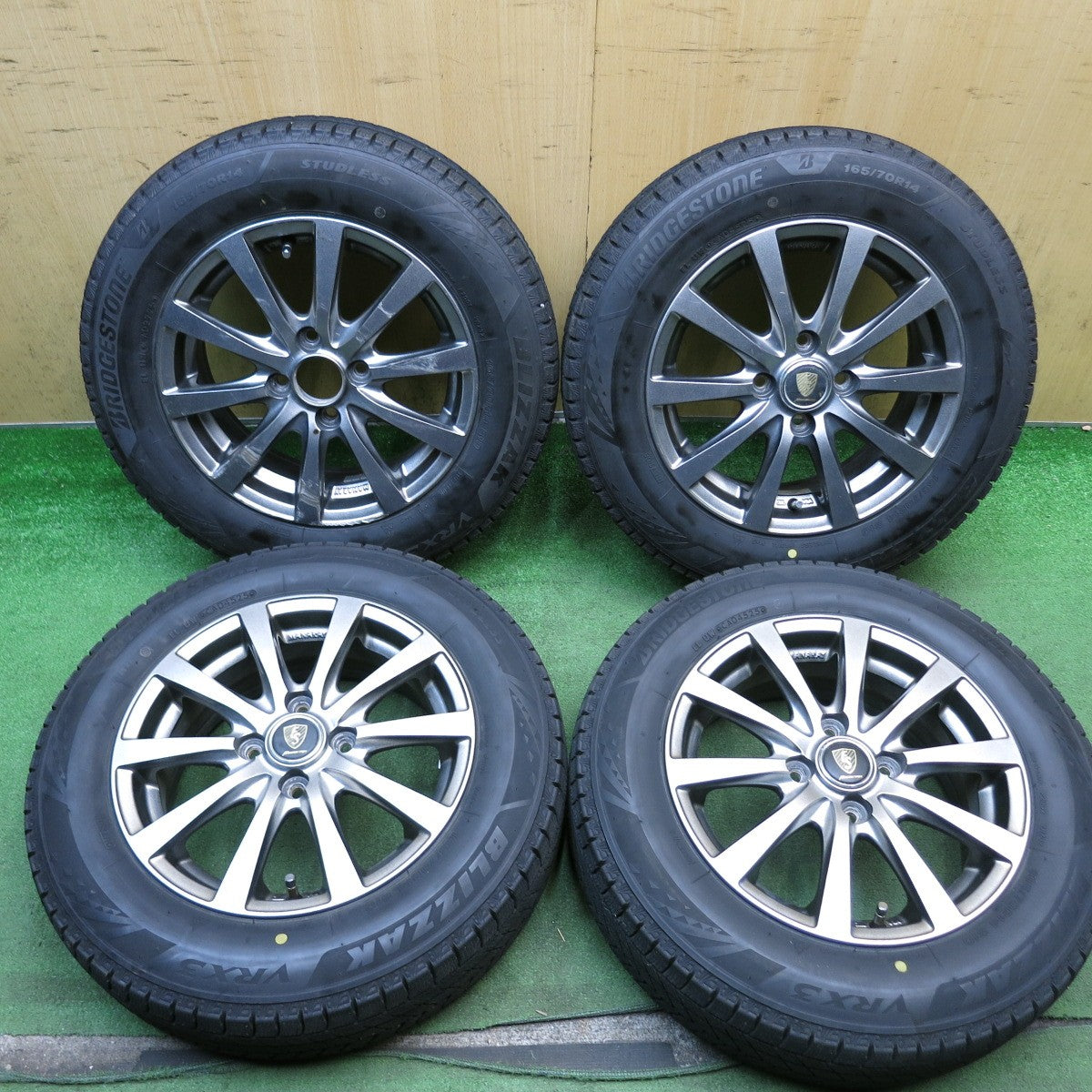 バリ溝！25年！9.5分◎スタッドレス 165/70R14 ブリヂストン ブリザック VRX3 MANARAY SPORT マナレイ スポーツ 14インチ PCD100/4H◎6080401AKス