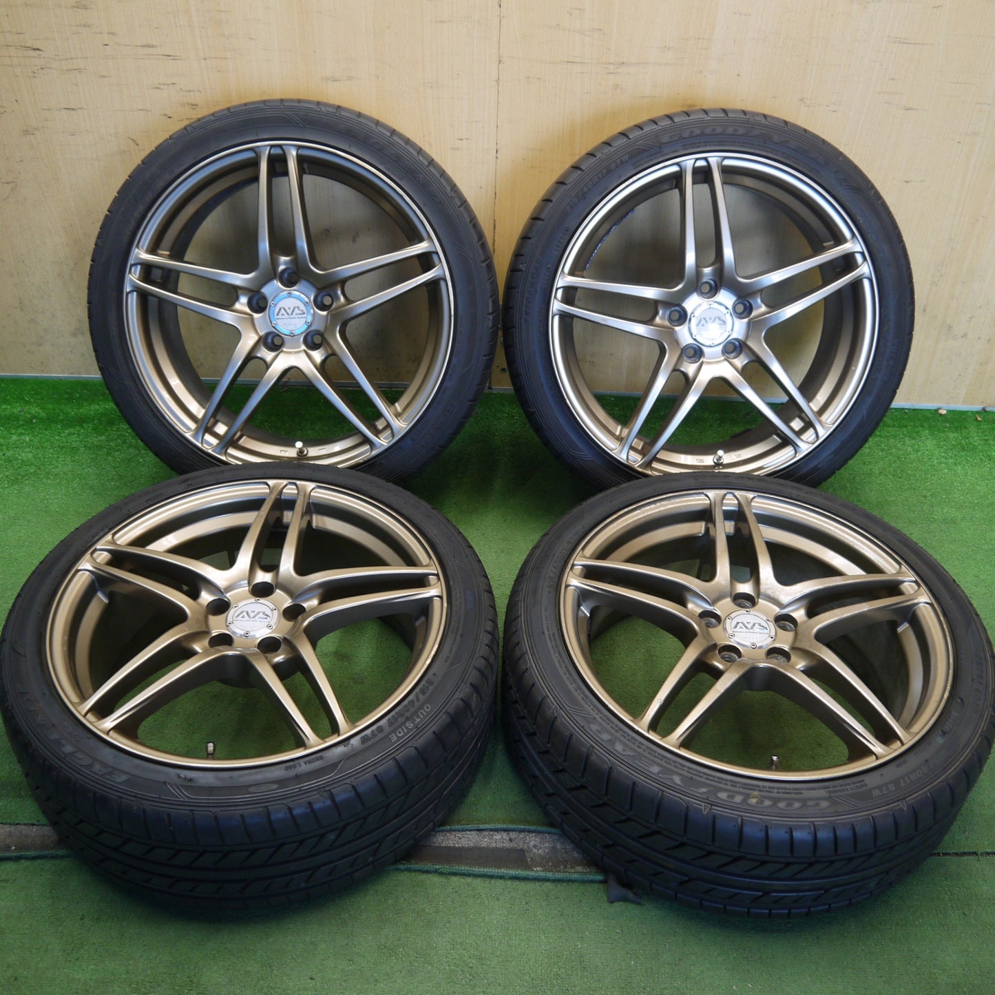 バリ溝！22年！ほぼ10分◎プリウス 等 215/40R17 グッドイヤー イーグル LS EXE AVS MODEL5 17インチ モデル5 PCD100/5H◎6080304Hノ