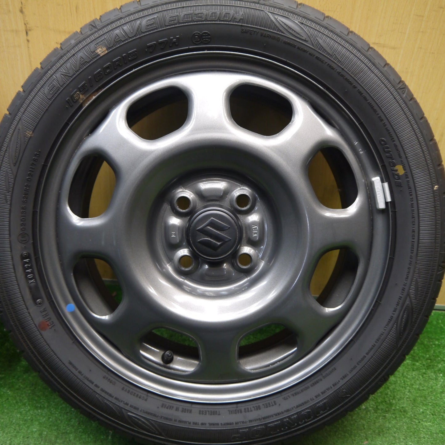 新車外し！24年★スズキ ハスラー 純正 スチール 165/60R15 ダンロップ エナセーブ EC300+ 15インチ PCD100/4H★6022402Hノ