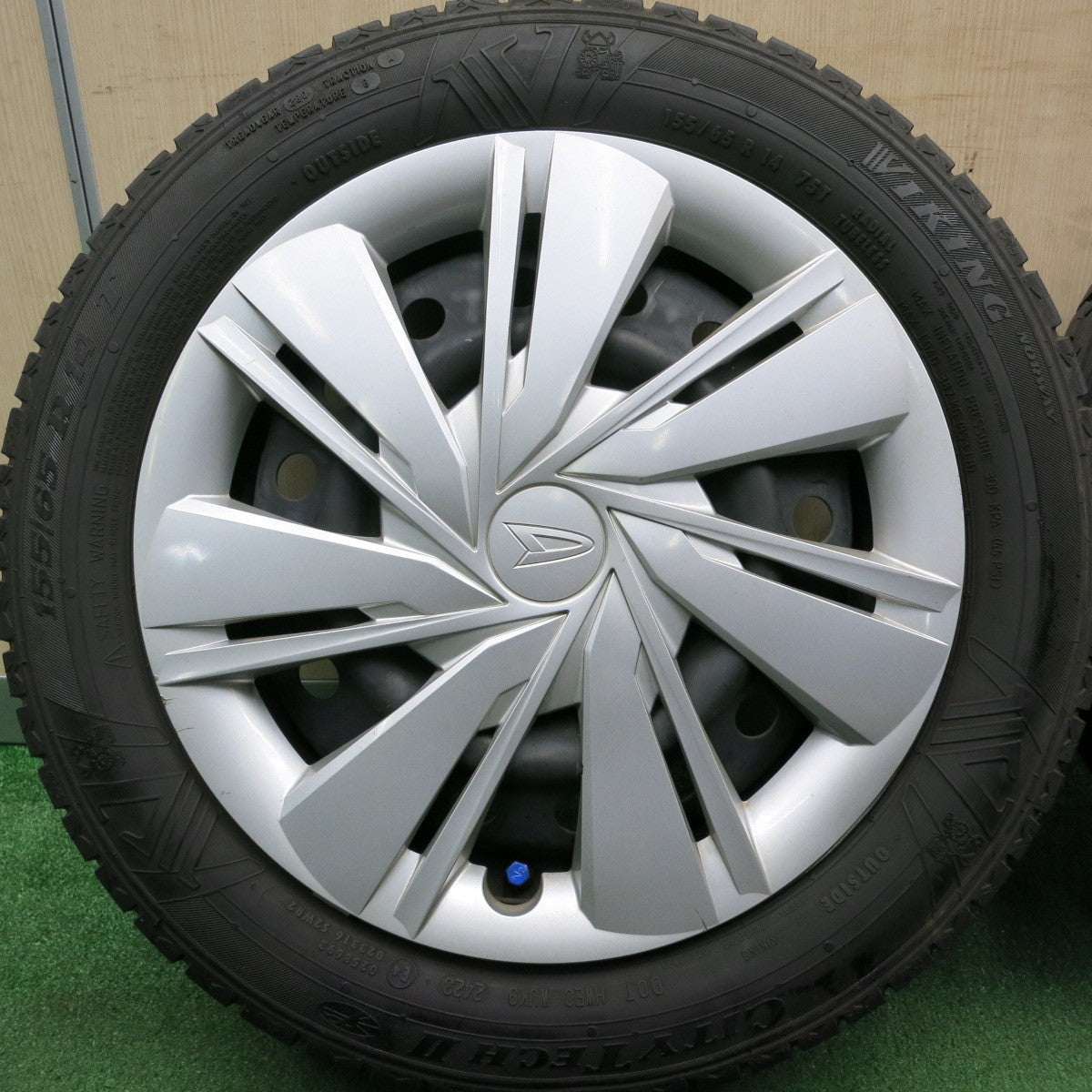 *送料無料* バリ溝！23年！9.5分★ダイハツ ミライース 純正 スチール 155/65R14 バイキング CITYTECH2 14インチ PCD100/4H★4042805HAノ