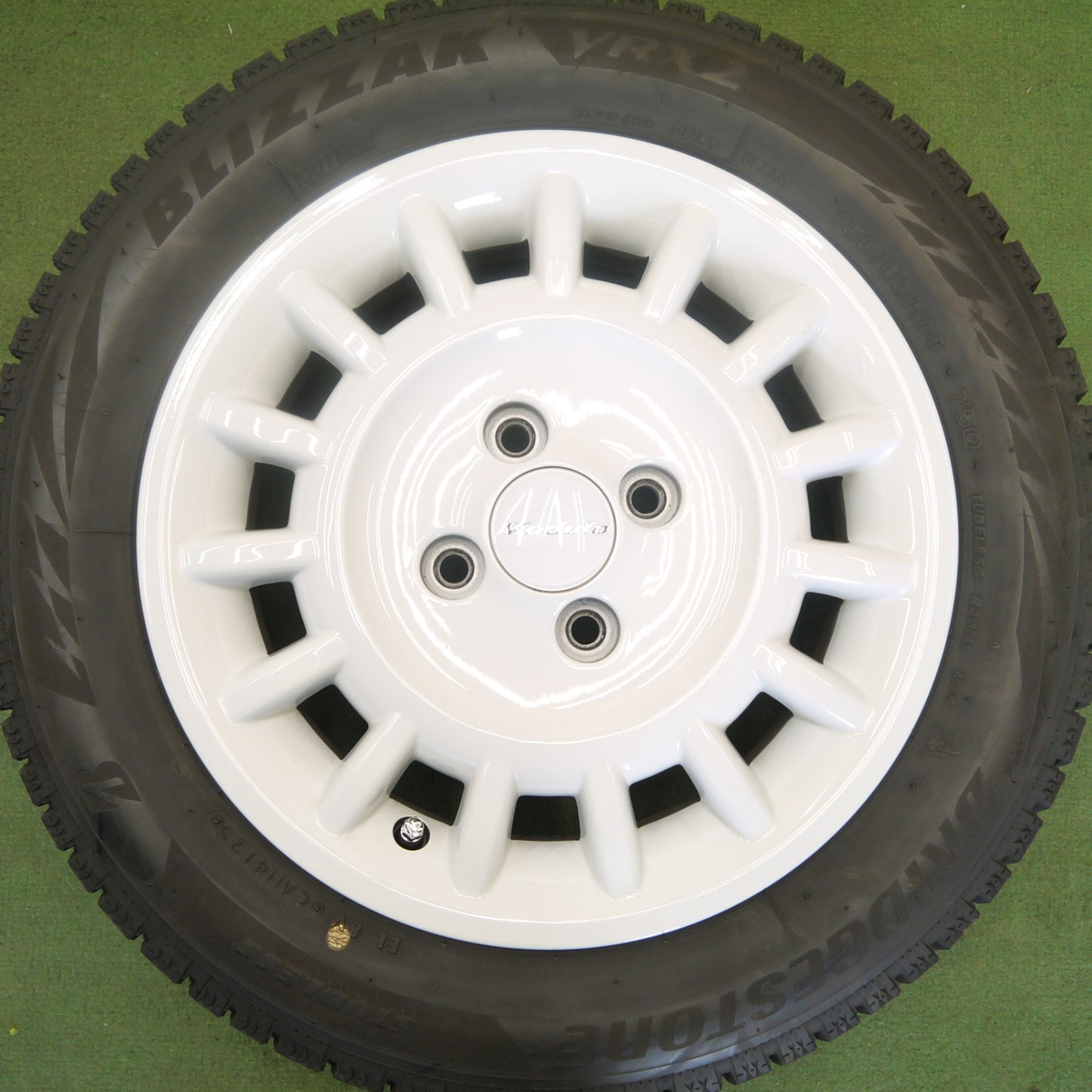 バリ溝！25年！キレイ！9.5分以上◎ホンダ N-BOX 純正 Modulo 155/65R14 スタッドレス ブリヂストン ブリザック VRX2 モデューロ 14インチ PCD100/4H◎6062303Hス