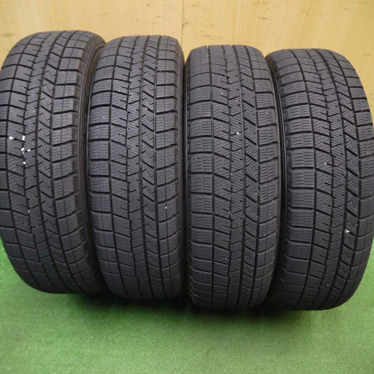 バリ溝！23年！キレイ！9.5分★スタッドレス 155/65R14 ダンロップ ウインターマックス03 Lanx 社外 アルミ 14インチ PCD100/4H★5010706Hス