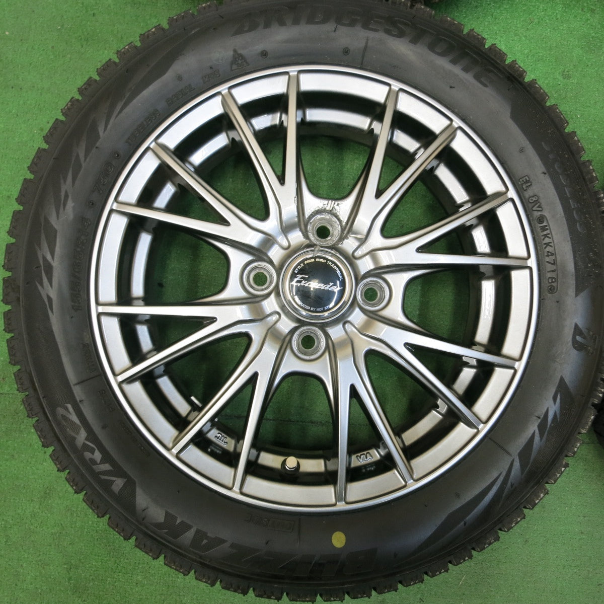*送料無料* バリ溝！キレイ！ほぼ10分★スタッドレス 155/65R14 ブリヂストン ブリザック VRX2 Exceeder エクシーダー 14インチ PCD100/4H★4072505SYス