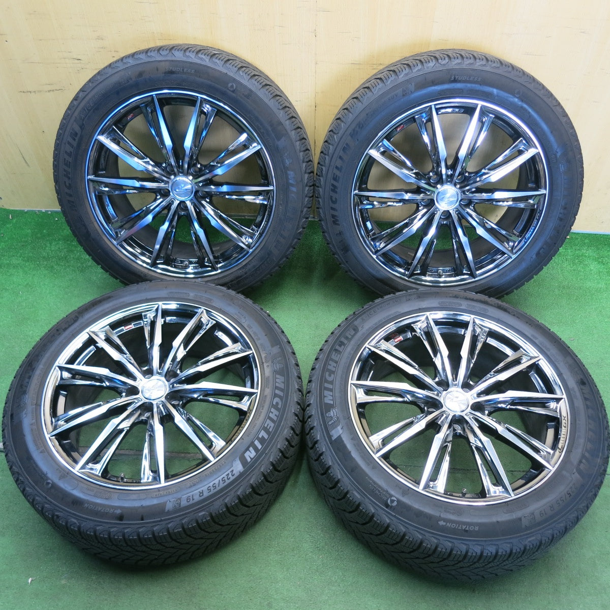 バリ溝！9.5分◎LEONIS GX 225/55R19 スタッドレス ミシュラン X-ICE SNOW SUV レオニス 19インチ PCD114.3/5H◎6061803HAス
