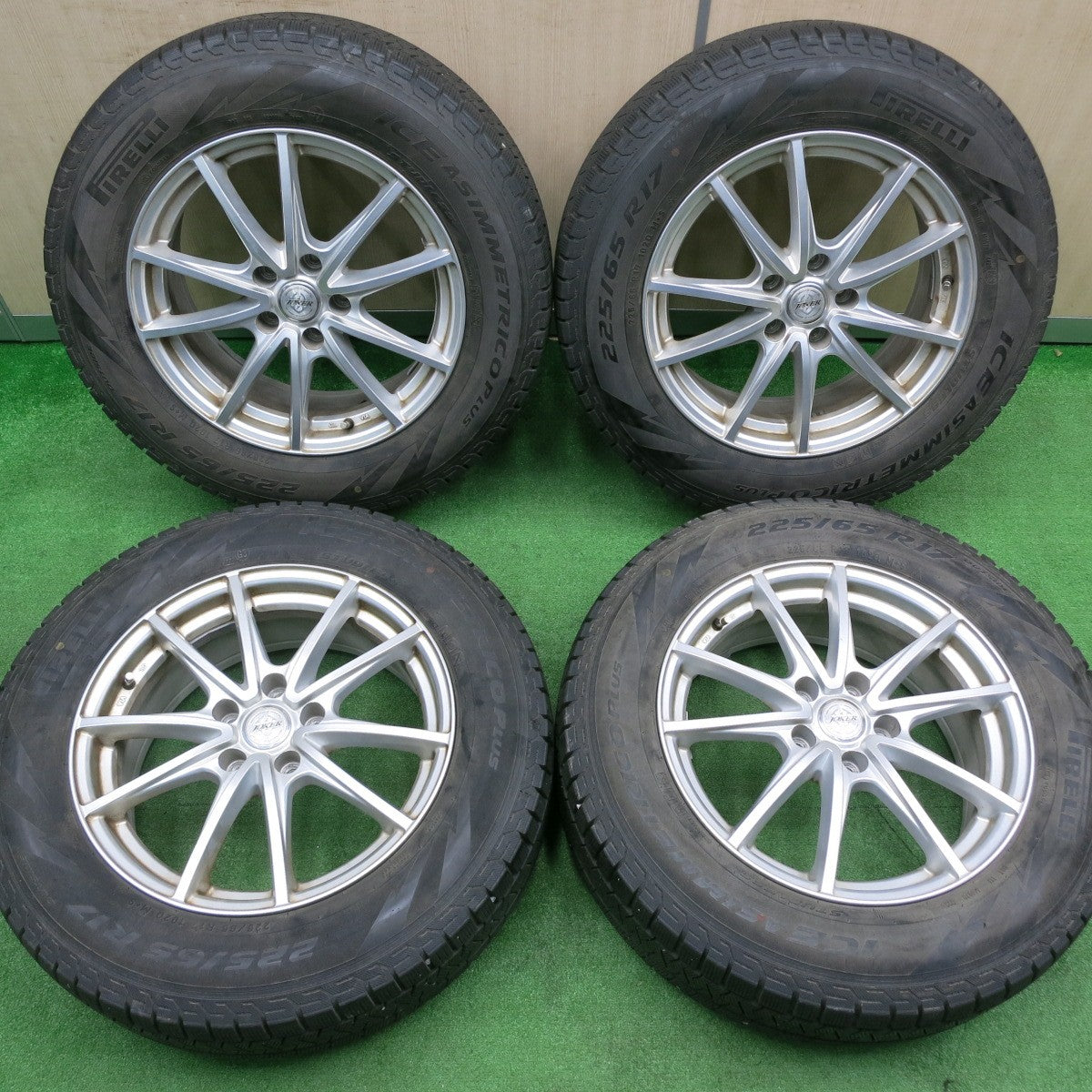 [送料無料] バリ溝！20年！キレイ！9分★スタッドレス 225/65R17 ピレリ アイスアシンメトリコ プラス JOKER ジョーカー 17インチ PCD114.3/5H★4103002NJス
