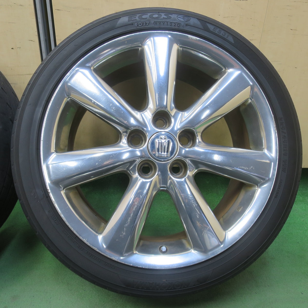 4本価格★トヨタ クラウン アスリート アニバーサリー メッキ 特別仕様車 純正 225/45R18 ヨコハマ エコス ES31 18インチ PCD114.3/5H★6032601イノ