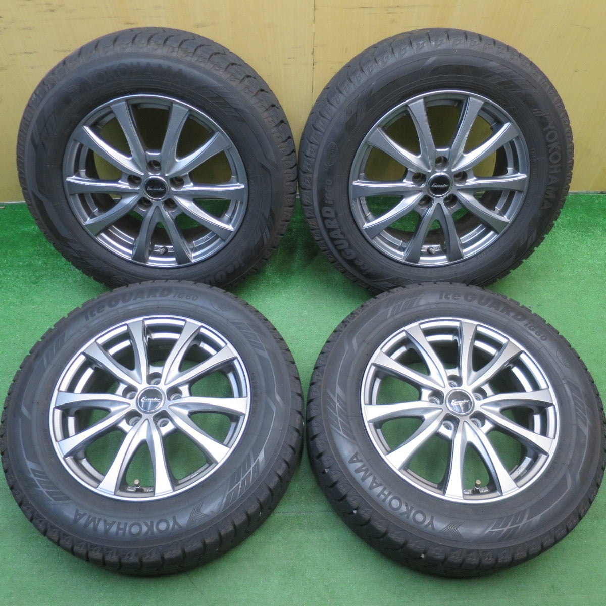 バリ溝！22年！キレイ！9.5分★プリウス 等 195/65R15 スタッドレス ヨコハマ アイスガード iG60 Exceeder エクシーダー 15インチ PCD100/5H★6022505NJス