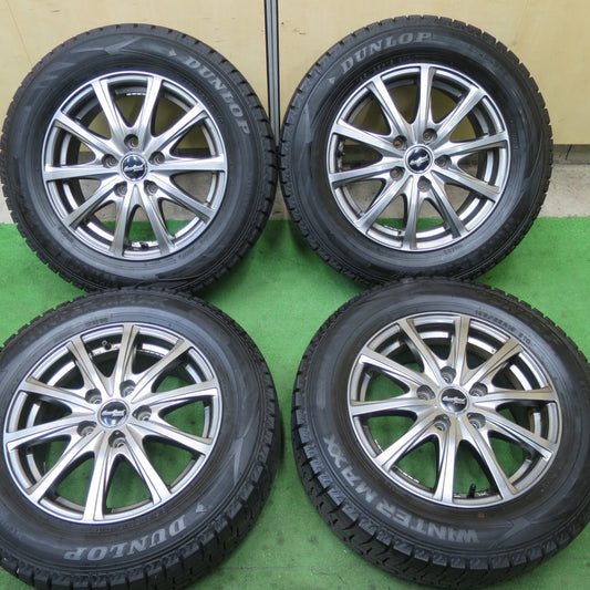 バリ溝！22年！キレイ！9.5分以上★スタッドレス 195/65R15 ダンロップ ウインターマックス WM02 EuroSpeed MANARAY SPORT ユーロスピード 15インチ PCD114.3/5H★5062002TTス