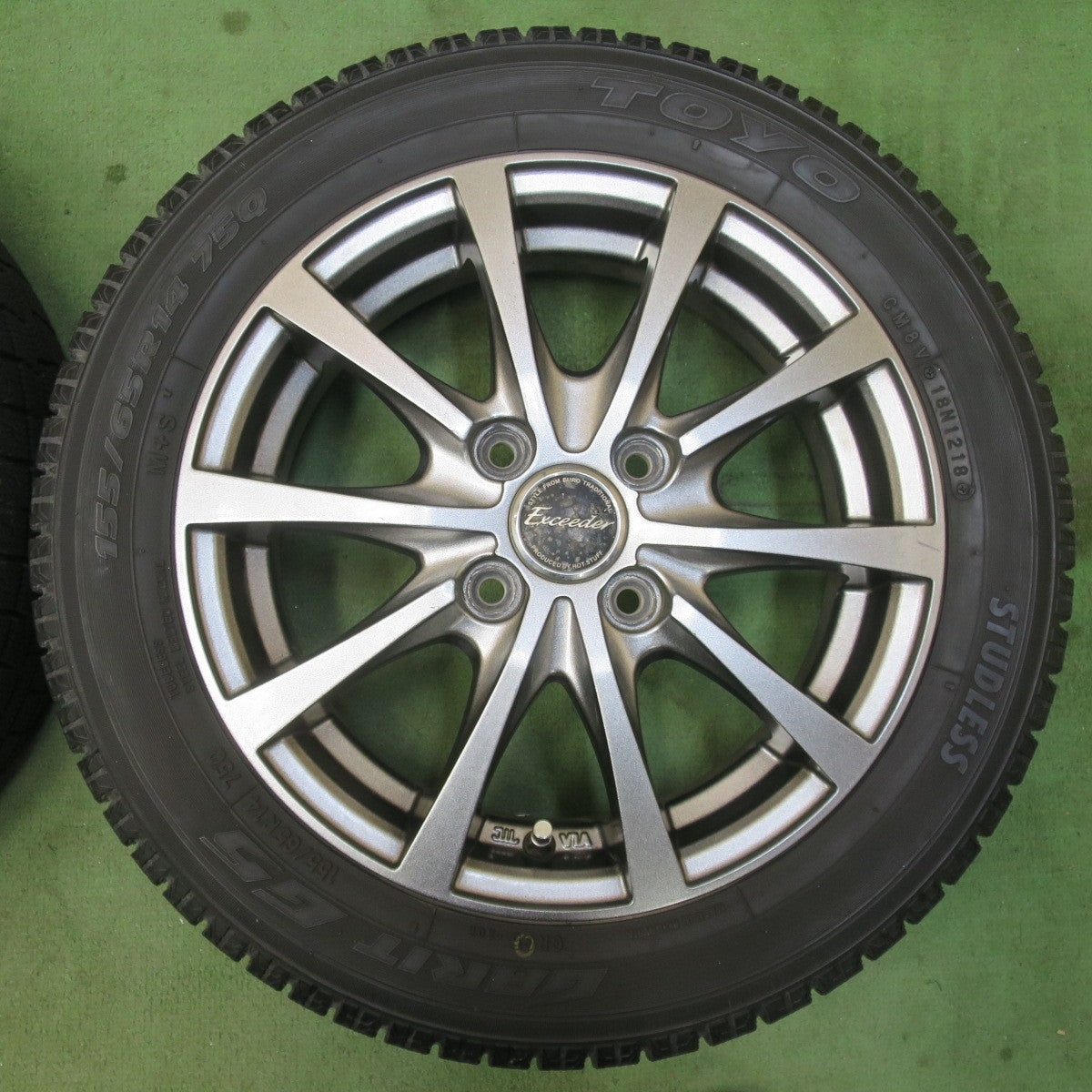 バリ溝！9分★スタッドレス 155/65R14 トーヨー ガリット G5 Exceeder エクシーダー 14インチ PCD100/4H★6011202イス
