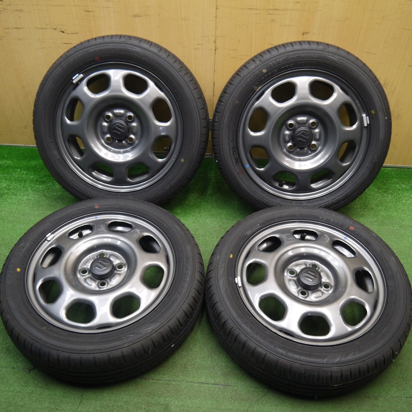 新車外し！24年★スズキ ハスラー 純正 スチール 165/60R15 ダンロップ エナセーブ EC300+ 15インチ PCD100/4H★6022402Hノ