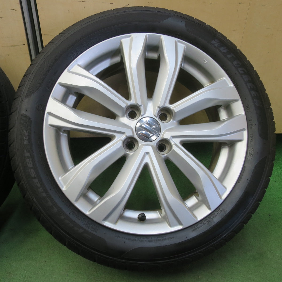 バリ溝！25年！キレイ！9.5分★スズキ ZC72S スイフト 純正 185/55R16 オートグリーン SportChaser SC2 16インチ PCD100/4H★6051502イノ